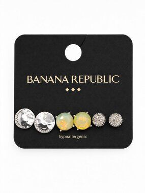 Banana Republic 3-Pair Silver-Tone Hypoallergenic Stud Earrings NWT